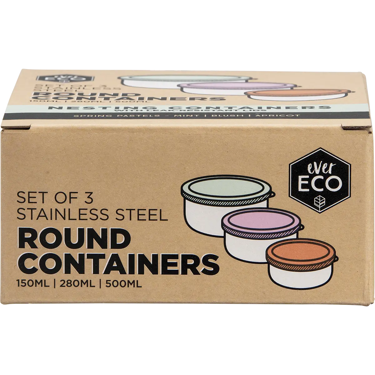 Ever Eco Stainless Steel Round Nesting Containers Leak Resistant 3pk — official UHP product image 2