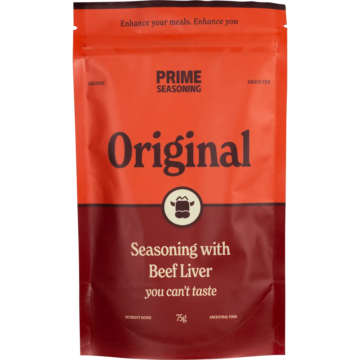 Prime Seasoning Organic Original Seasoning with Beef Liver 75g — front pack image (UHP)