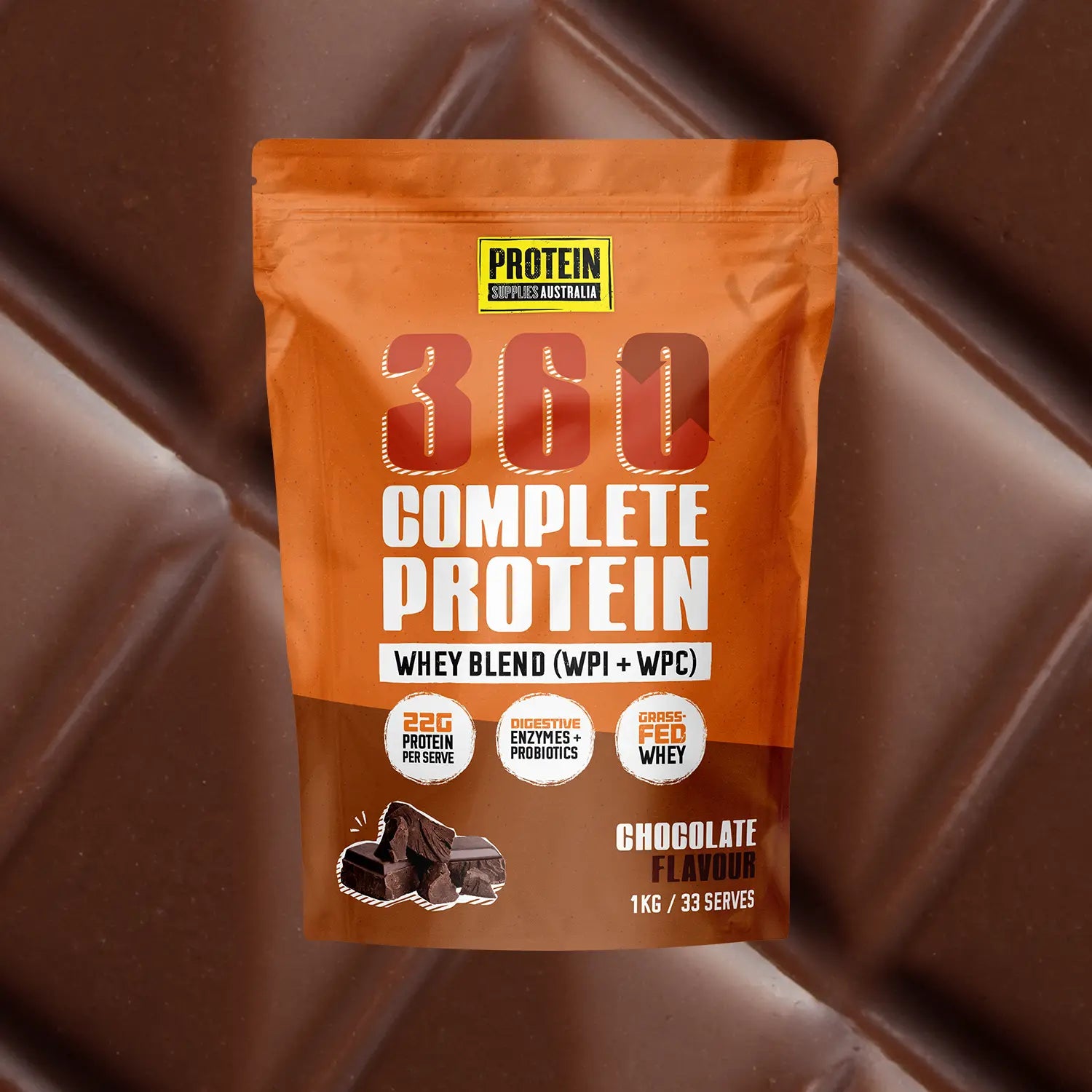 Protein Supplies Australia 360Whey (WPI+WPC Combo) Chocolate — Protein Supplies Australia 360 Whey Chocolate — official PSA styled product image