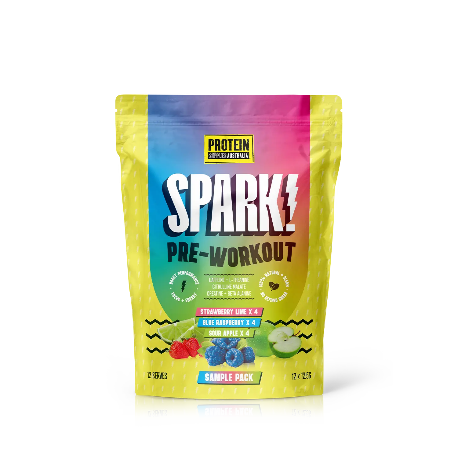 Protein Supplies Australia Spark Pre-Workout Sample Pack 12pk — front product image