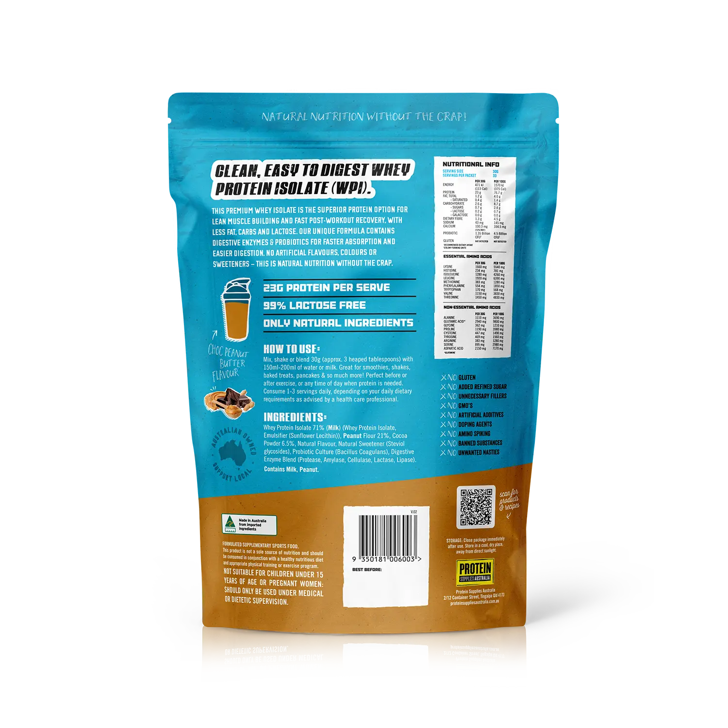 Protein Supplies Australia WPI Whey Protein Isolate Choc Peanut Butter product image 4