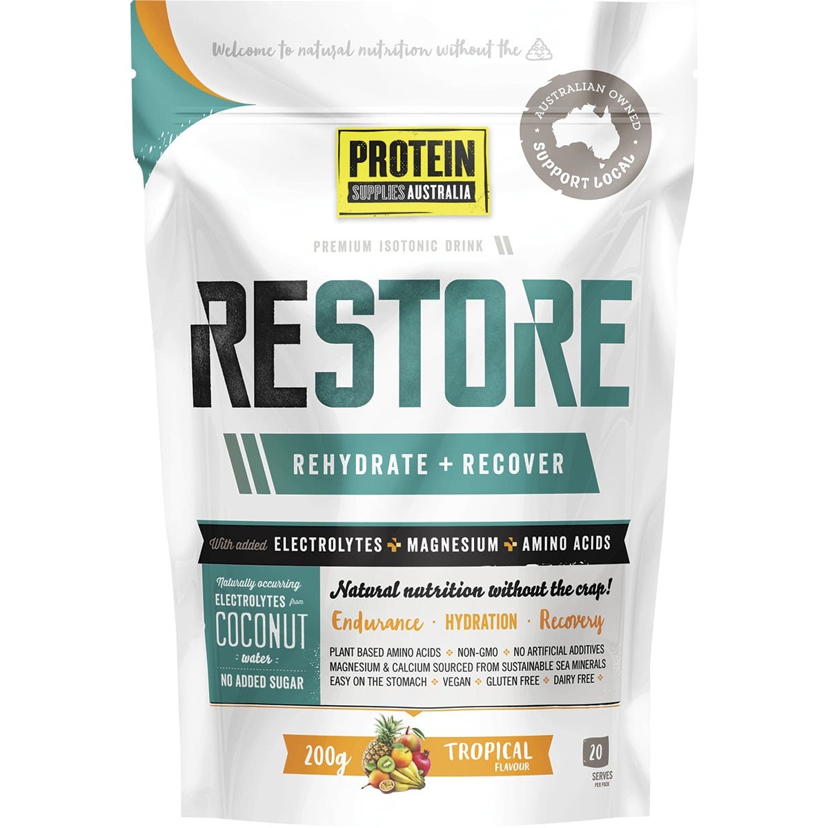 (SALE) Protein Supplies Aust. Restore Hydration Recovery Drink Tropical
