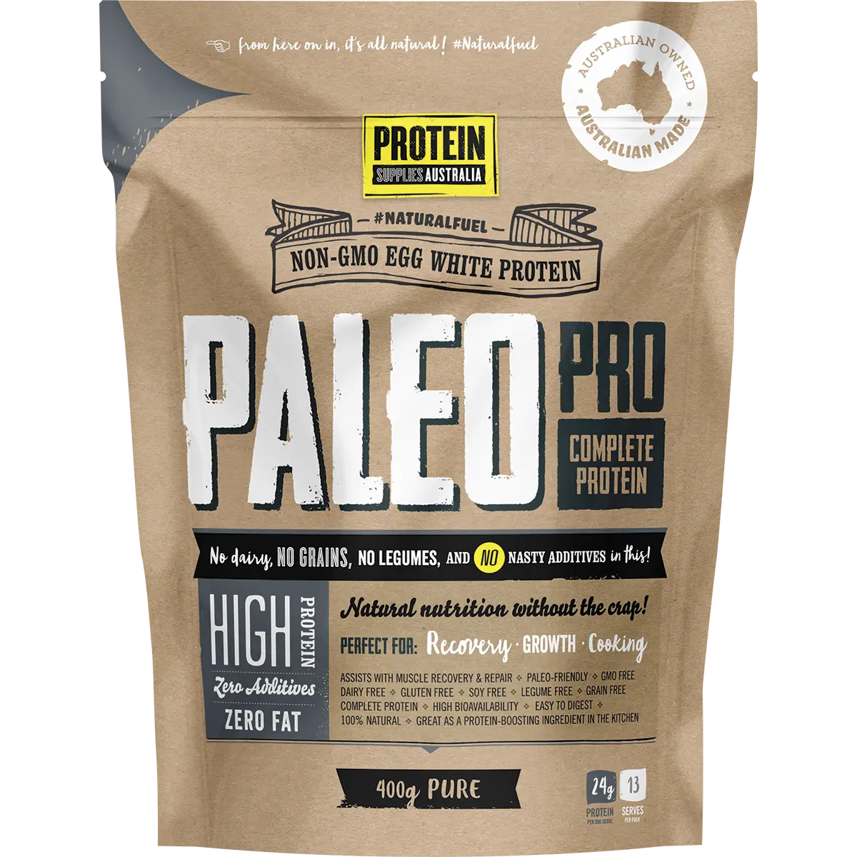 Protein Supplies Australia Paleo Egg White Protein Unflavoured  400g — official product image