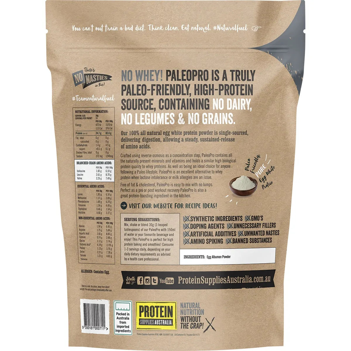 Protein Supplies Aust. Paleopro (Egg White Protein) Pure