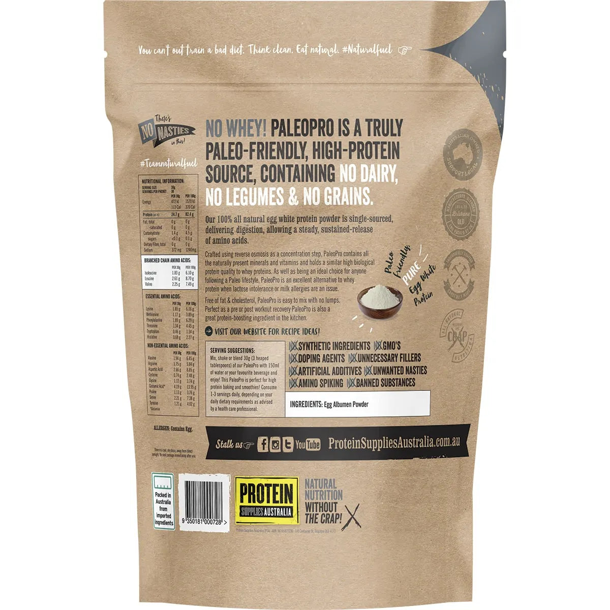 Protein Supplies Aust. Paleopro (Egg White Protein) Pure