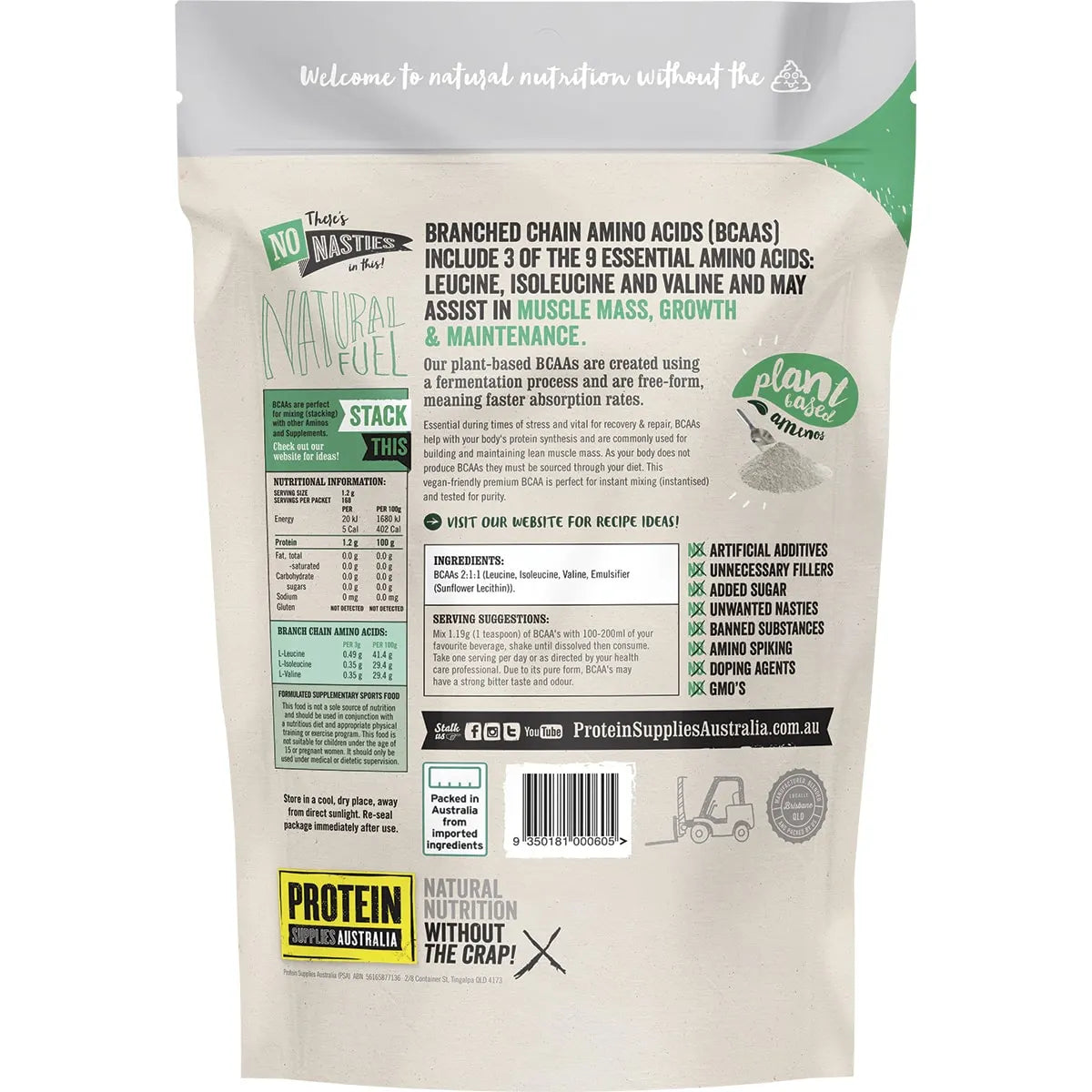 Protein Supplies Aust. Branched Chain Amino Acids Pure 200g