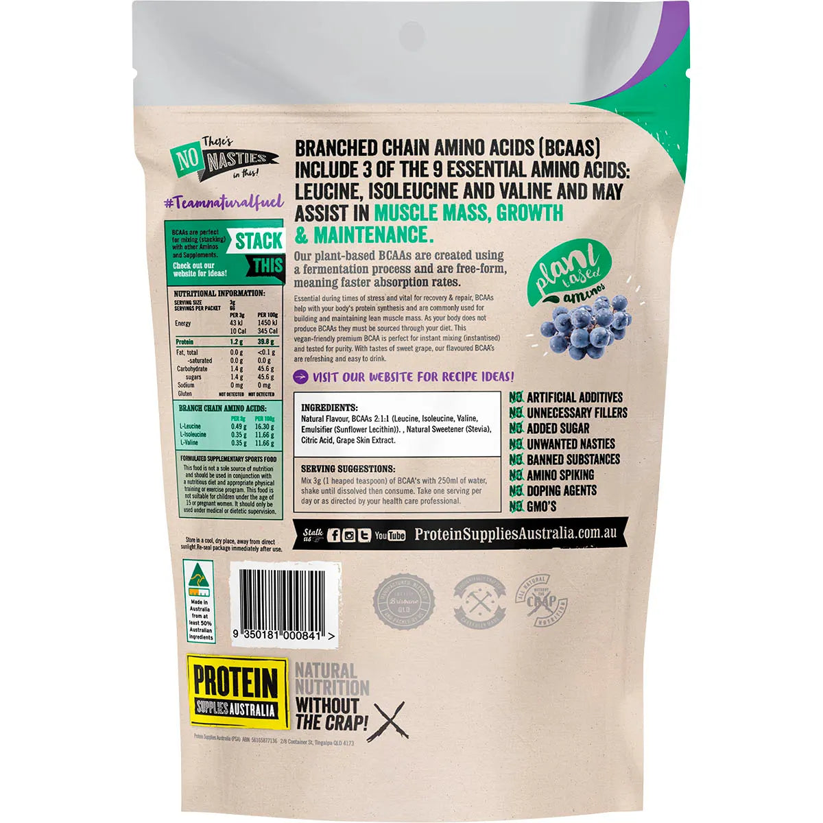 Protein Supplies Aust. Branched Chain Amino Acids Grape 200G