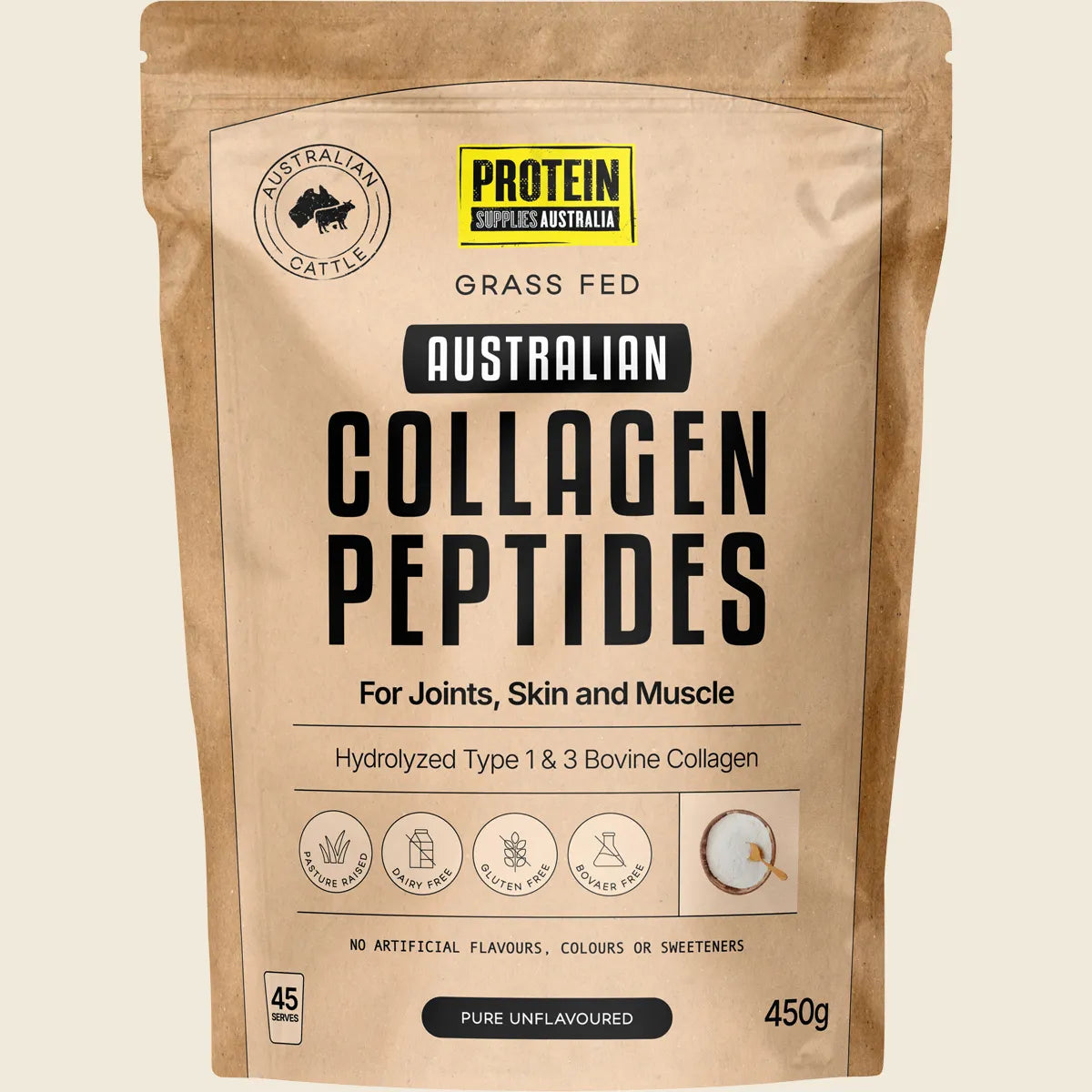Protein Supplies Australia Australian Collagen Peptides Pure Unflavoured 450g Protein Supplies Aust.