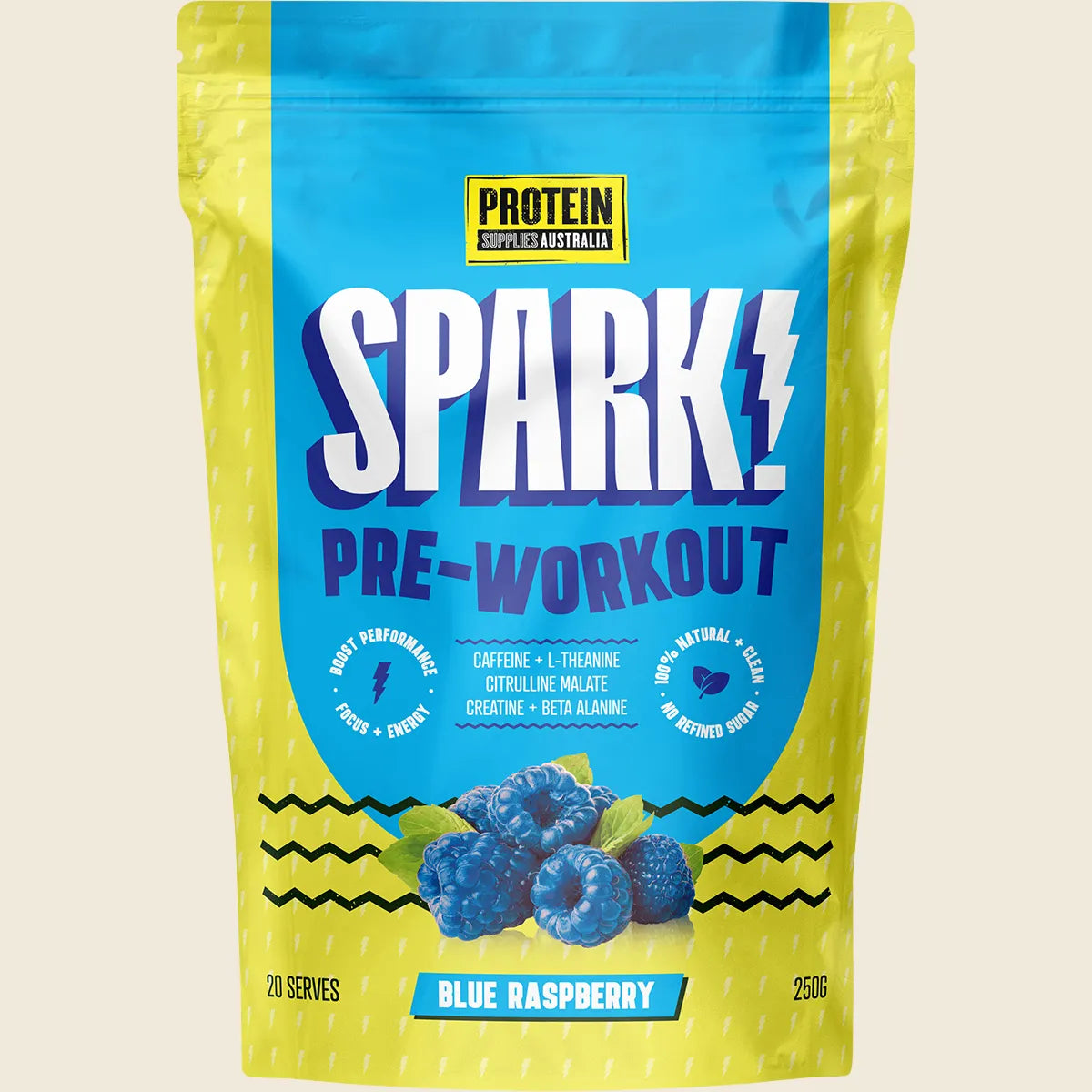 Protein Supplies Australia Spark Pre Workout Blue Raspberry 250g Protein Supplies Aust.