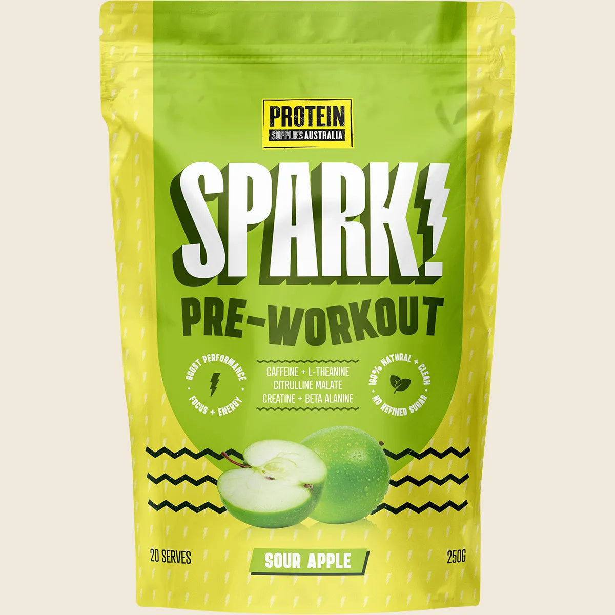 Protein Supplies Australia Spark Pre Workout Sour Apple 250g Protein Supplies Aust.