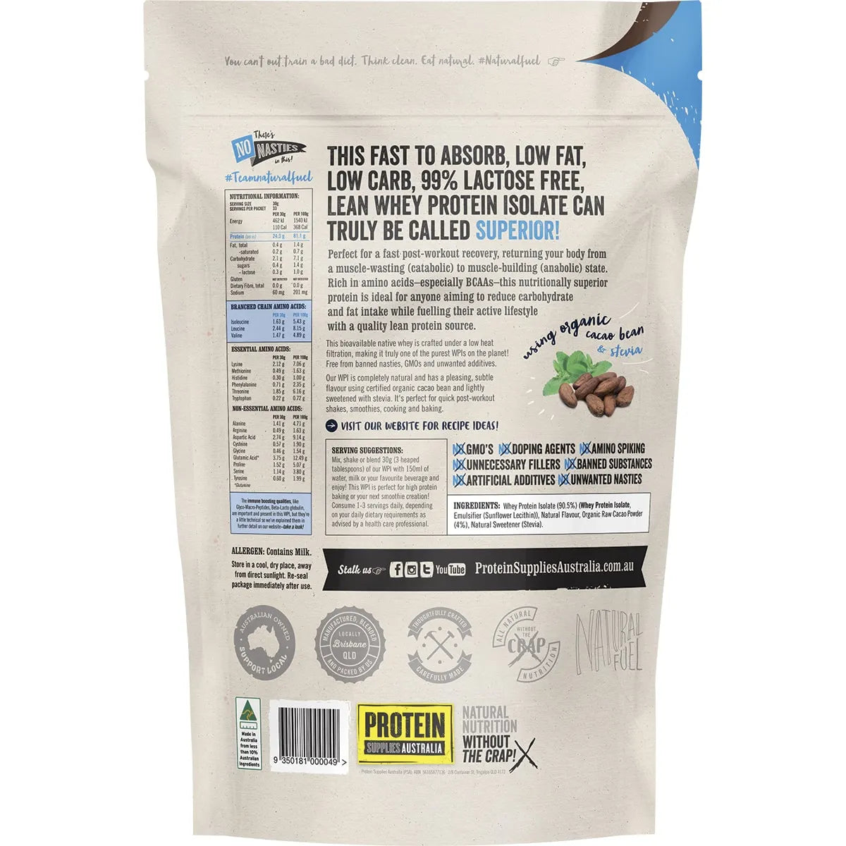 Protein Supplies Aust. Wpi (Whey Protein Isolate) Chocolate