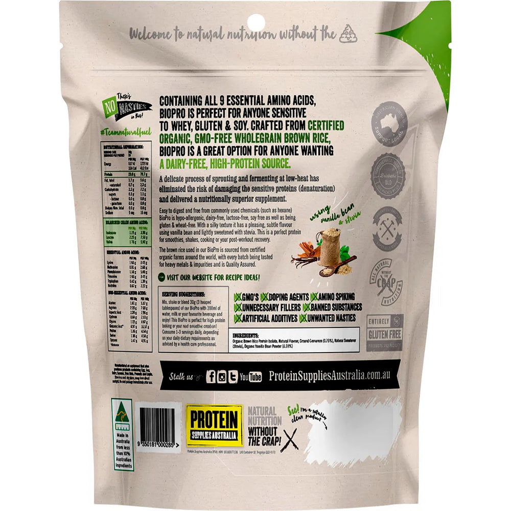 Protein Supplies Aust. Biopro (Sprouted Brown Rice) Vanilla & Cinnamon