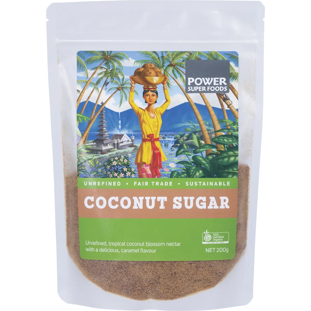 Power Super Foods Coconut Sugar Certified Organic 200g — official product image