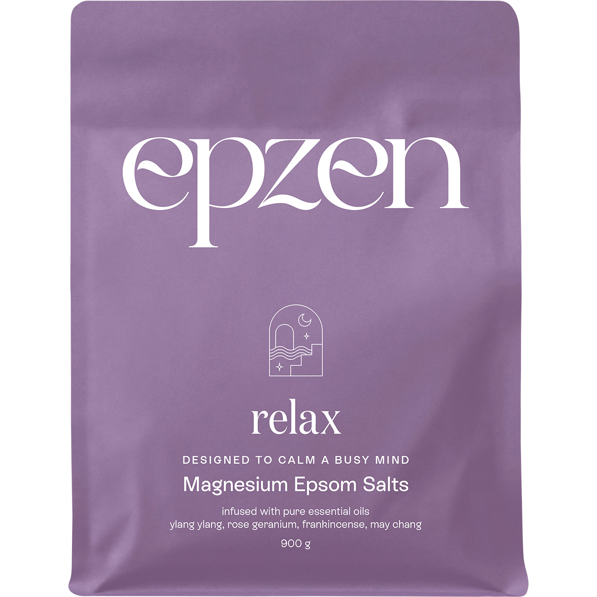 Epzen Magnesium Bath Crystals Relax 900g — front pack image (UHP)