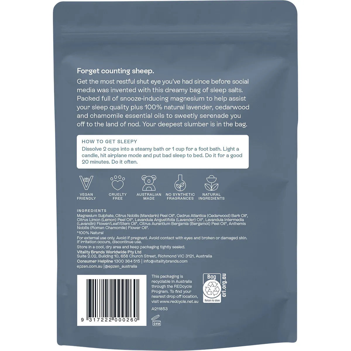 Epzen Magnesium Bath Crystals Sleep 900g