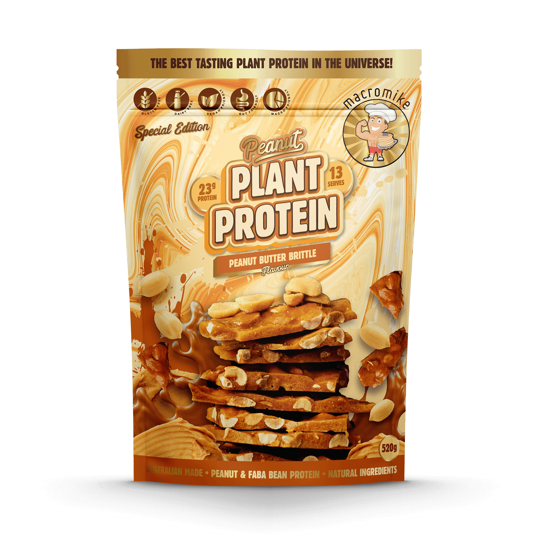 Macro Mike Peanut Plant Protein Peanut Butter Brittle 520g