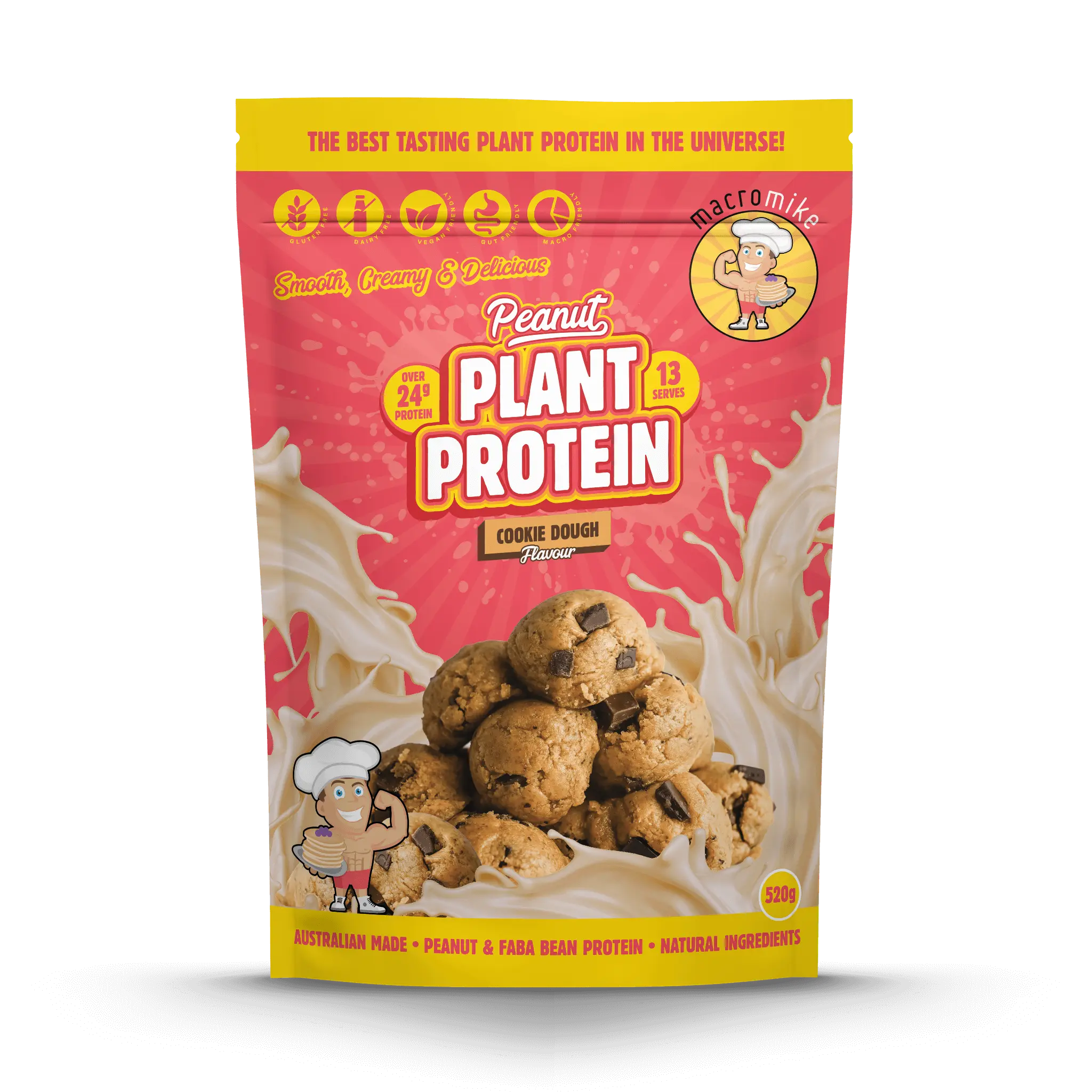 Macro Mike Cookie Dough Peanut Plant Protein 520g front package