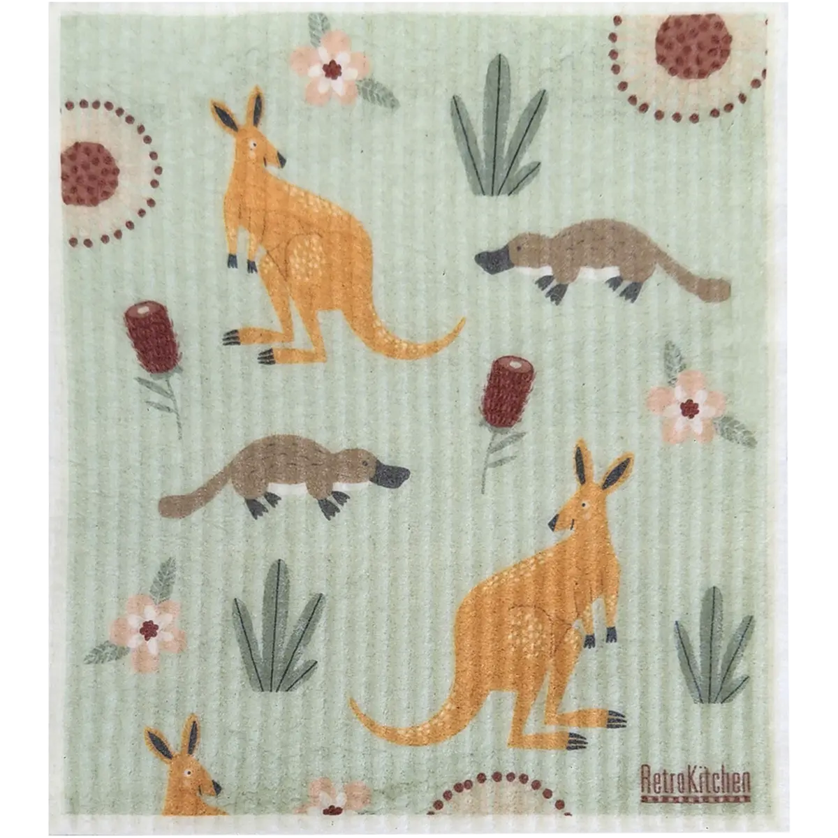 Retrokitchen 100% Compostable Sponge Cloth Kangaroos