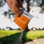 Sodii Salty Mandarin electrolyte powder poured outdoors