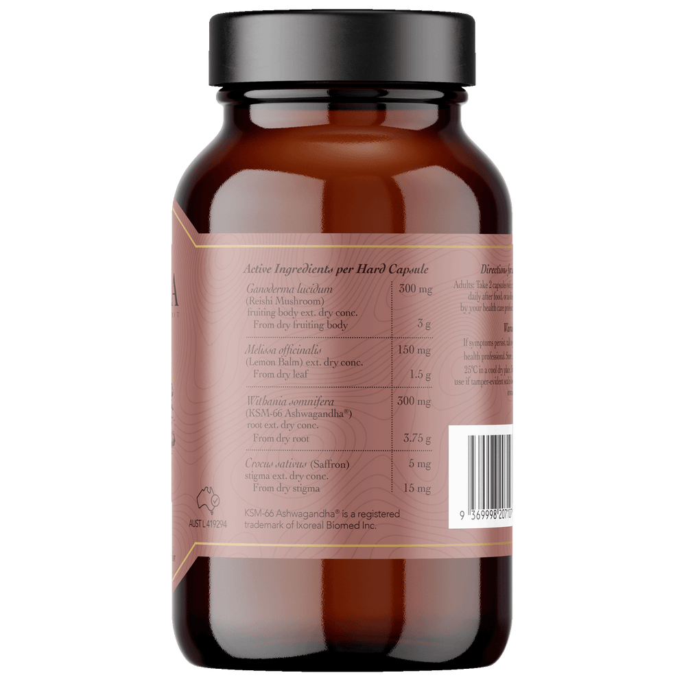 STRESS Saffron Ashwagandha Lemon Balm Reishi by Ritua (60 caps)