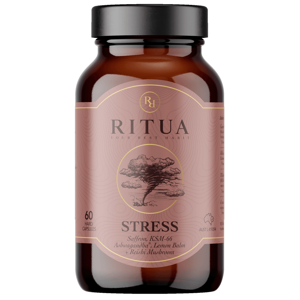 STRESS Saffron Ashwagandha Lemon Balm Reishi by Ritua (60 caps)