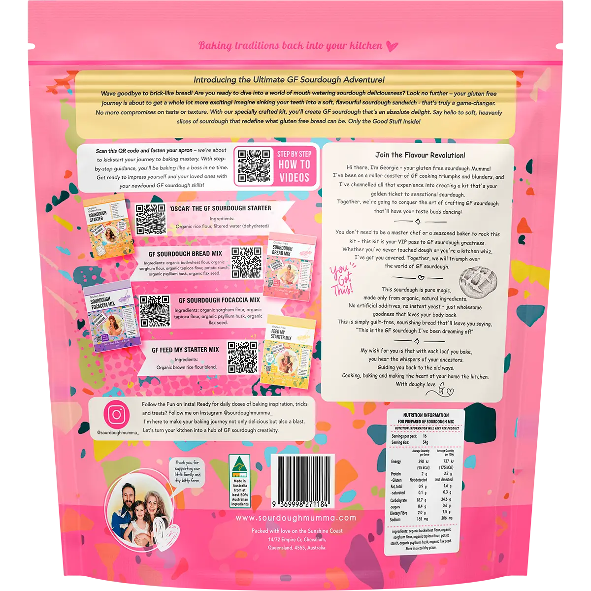 Sourdough Mumma Sourdough Bread Making Kit Gluten Free 1.12kg — back pack image (UHP)