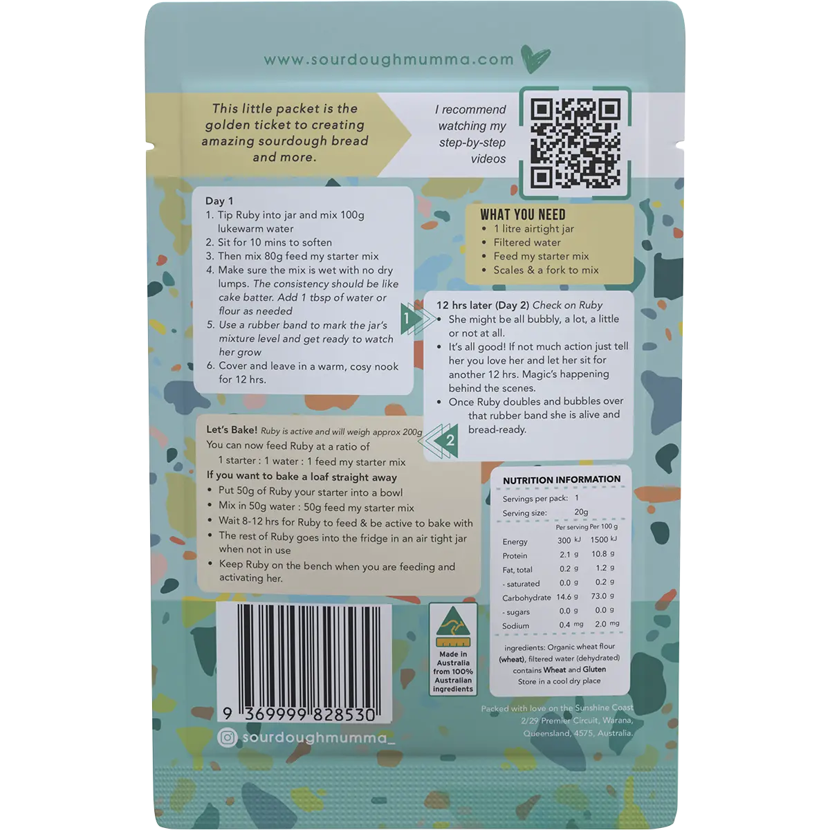Sourdough Mumma Sourdough Starter Traditional 20g — back pack image (UHP)