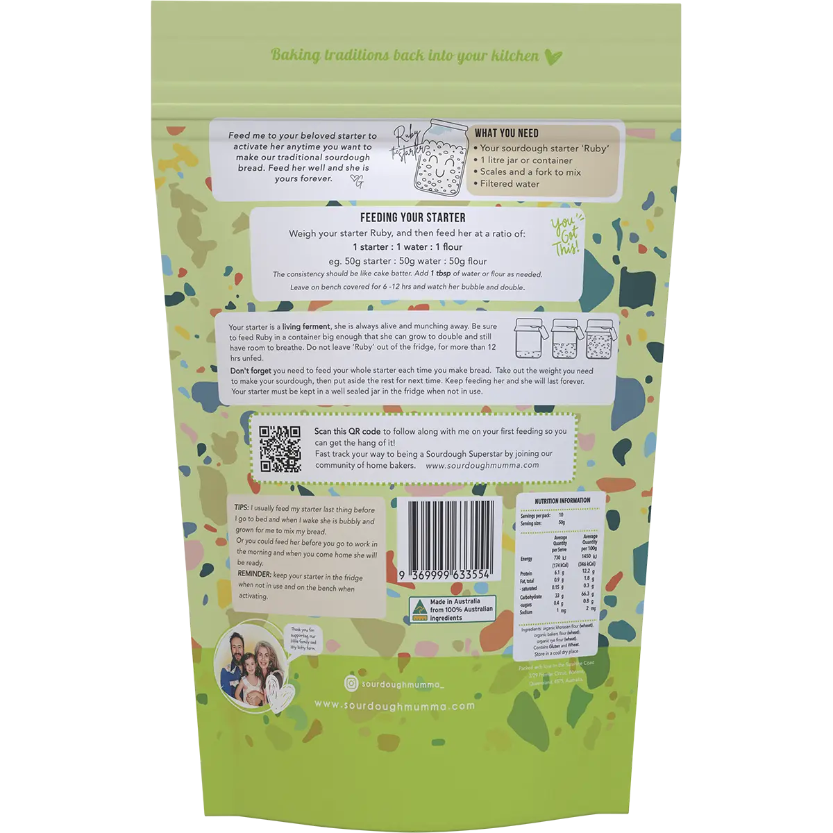 Sourdough Mumma Feed My Starter Mix Traditional 500g — back pack image (UHP)