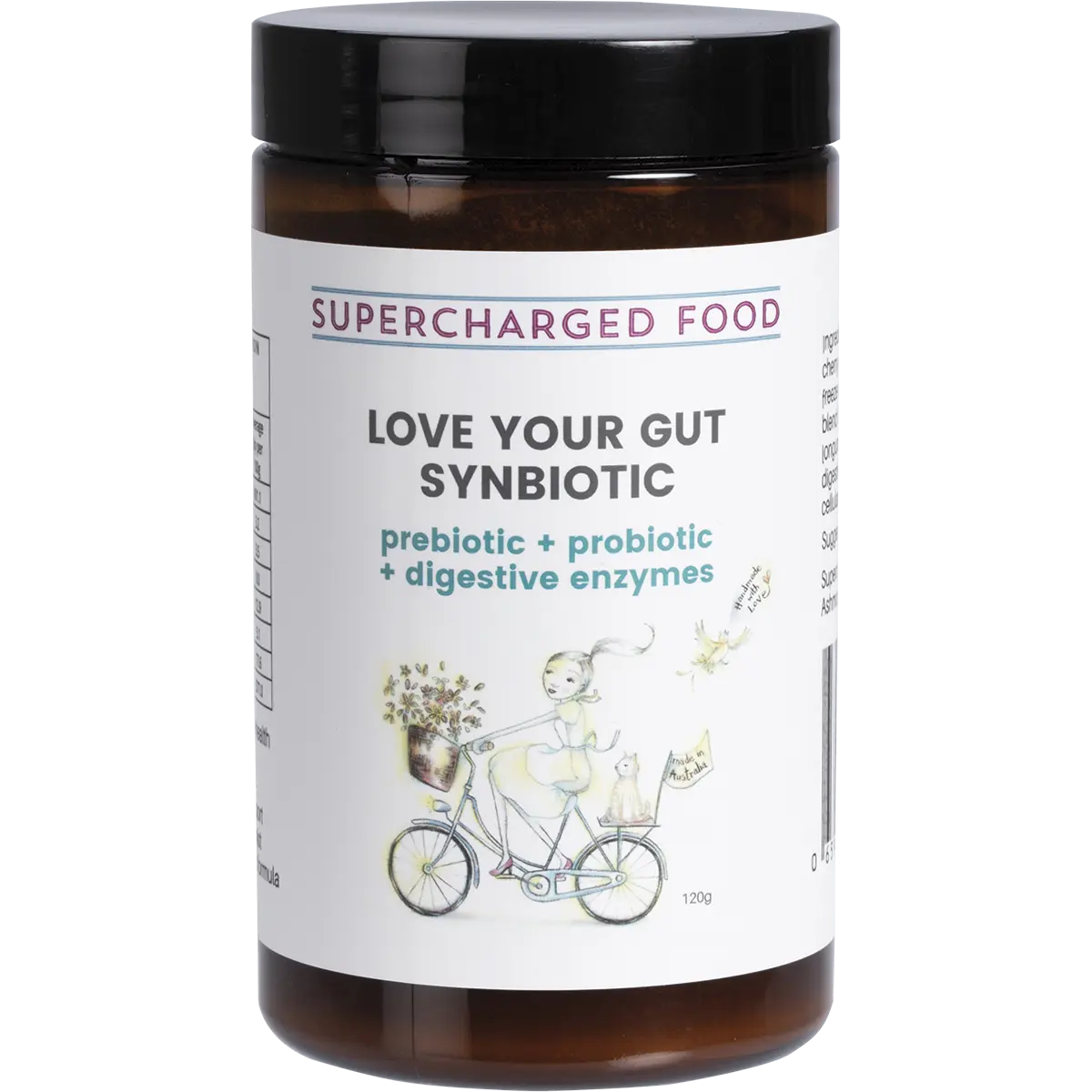 Supercharged Food Love Your Gut Synbiotic Powder Pre/Probiotic 120g — front pack image (UHP)