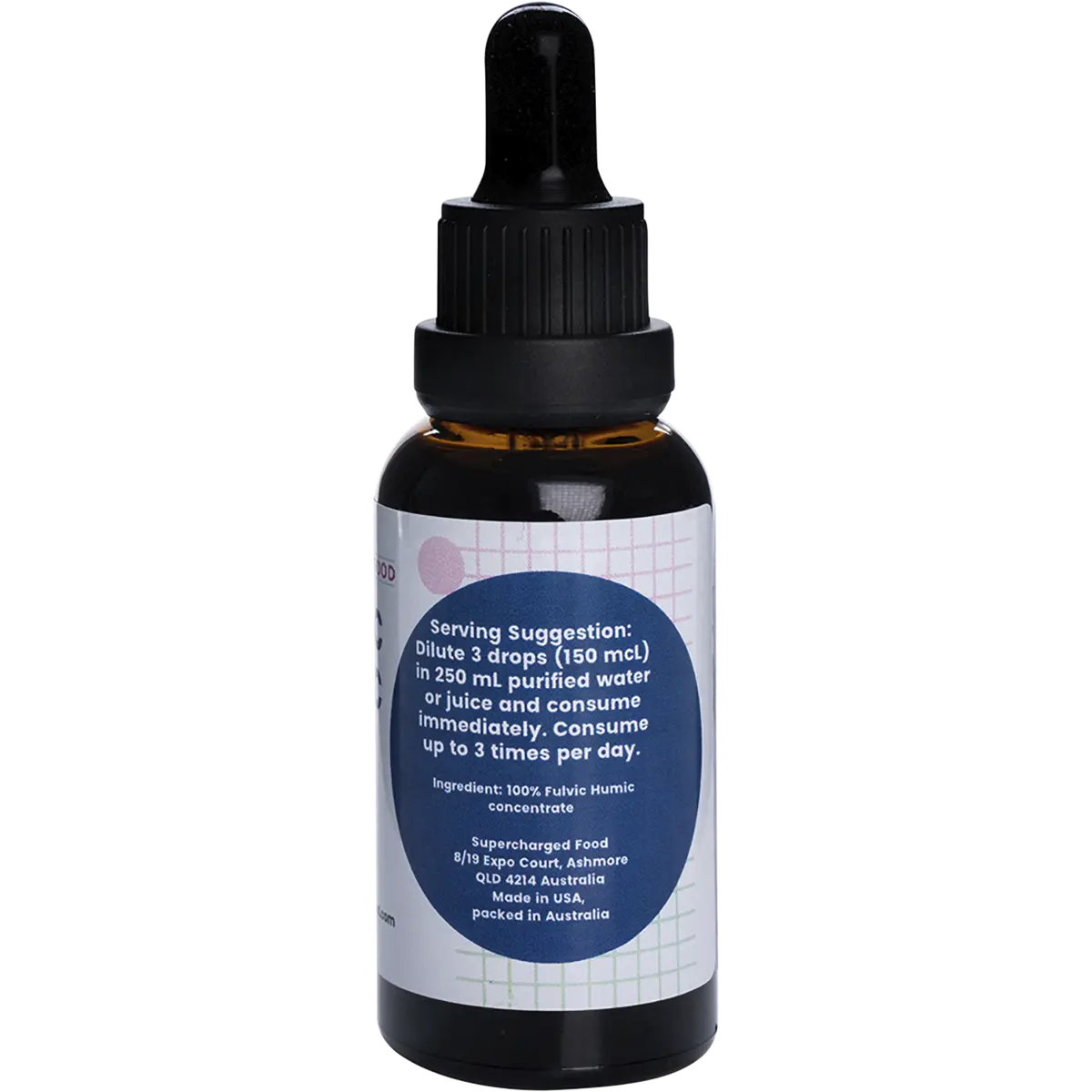 Supercharged Food Fulvic Humic Concentrate Drops — back pack image (UHP)