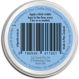 Sol Goods Natural Zinc 50g — back of pack