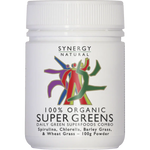 Synergy Natural Organic Super Greens Powder (Spirulina, Chlorella, Barley Grass & Wheat Grass) — front pack image (UHP)