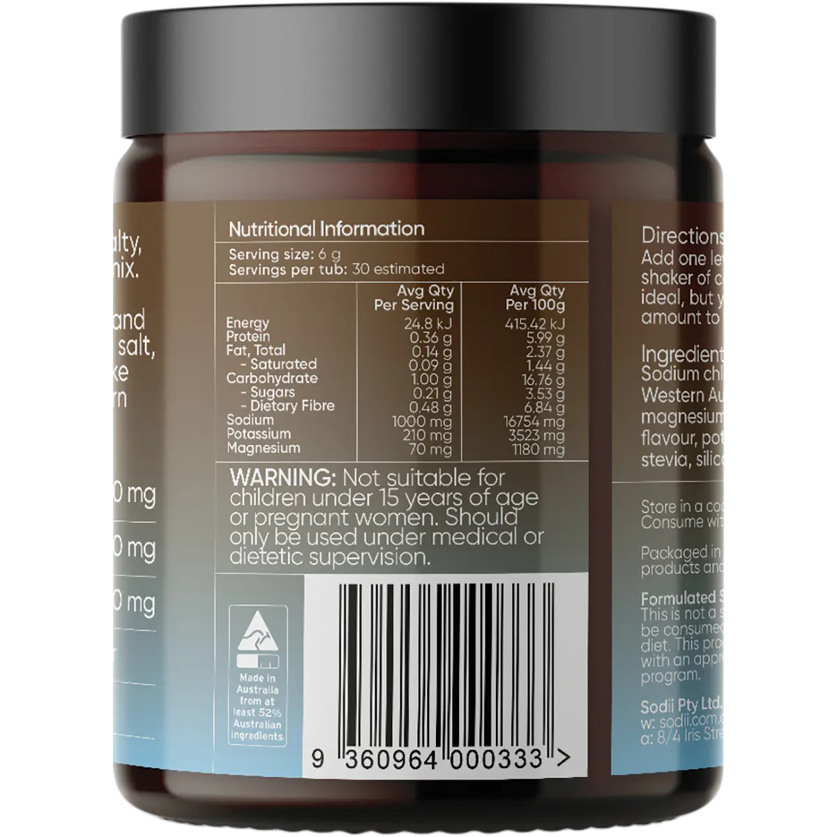 Sodii Everyday Hydration Salts Salty Chocolate — back pack image (UHP)