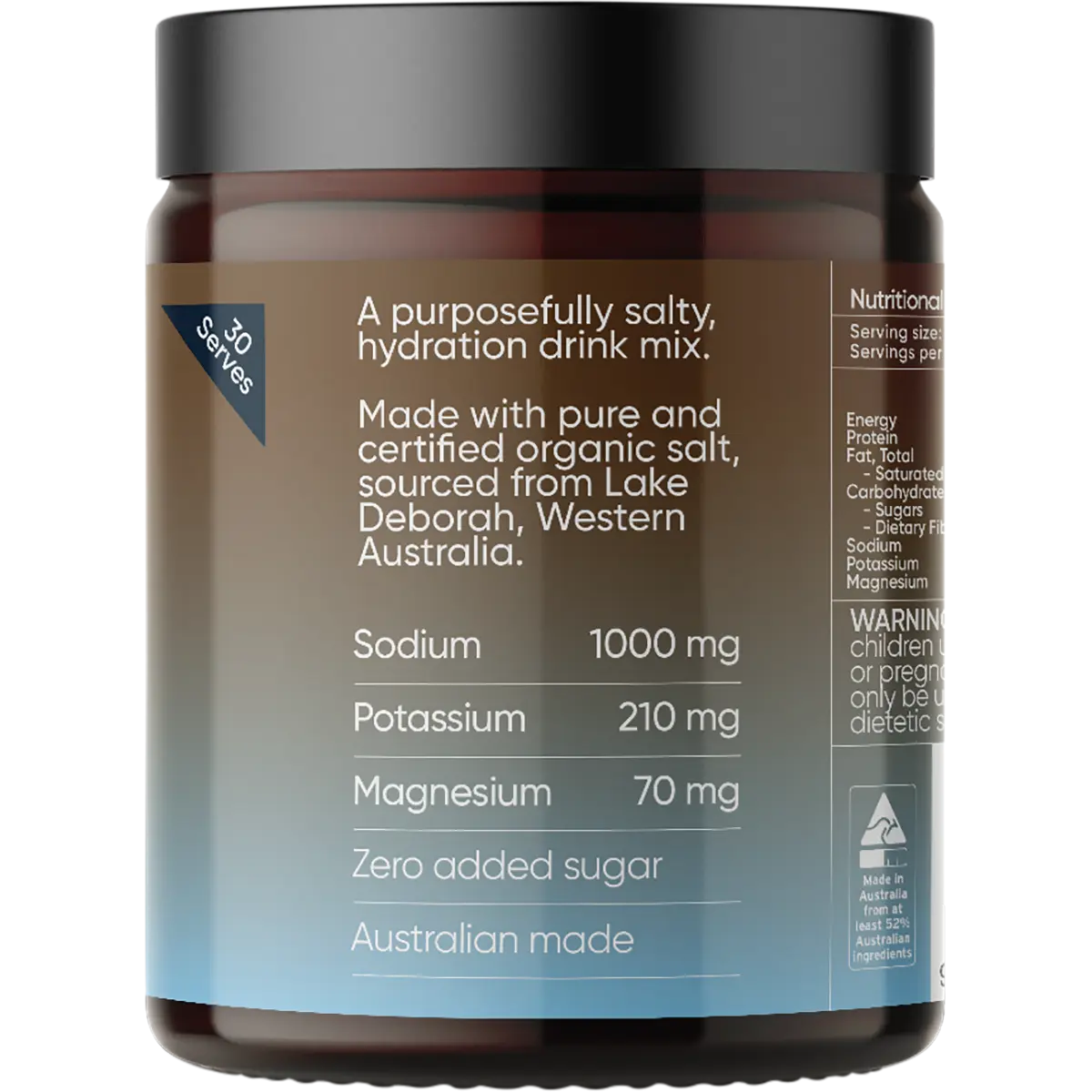 Sodii Everyday Hydration Salts Salty Chocolate 185g — right side of pack
