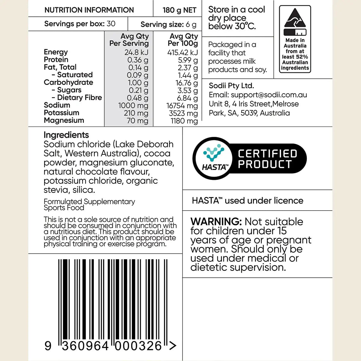 Sodii Everyday Hydration Salts Salty Chocolate Sodii