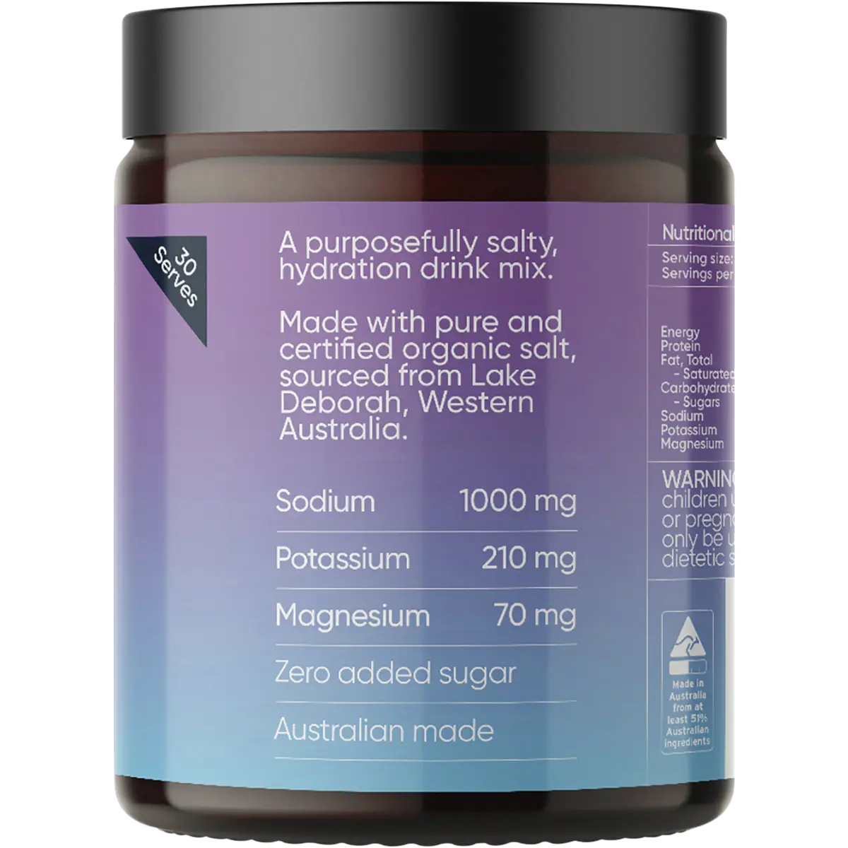 Sodii Everyday Hydration Salts Salty Passionfruit 185g — right side of pack