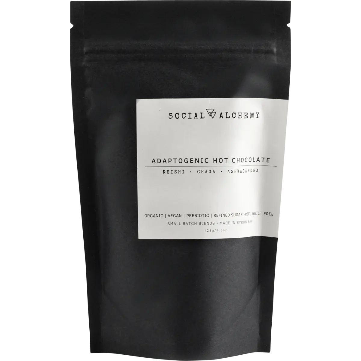 Social Alchemy Adaptogenic Hot Chocolate — front pack image (UHP)