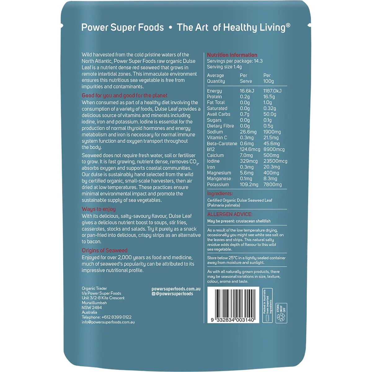 Power Super Foods Organic Red Dulse Leaf