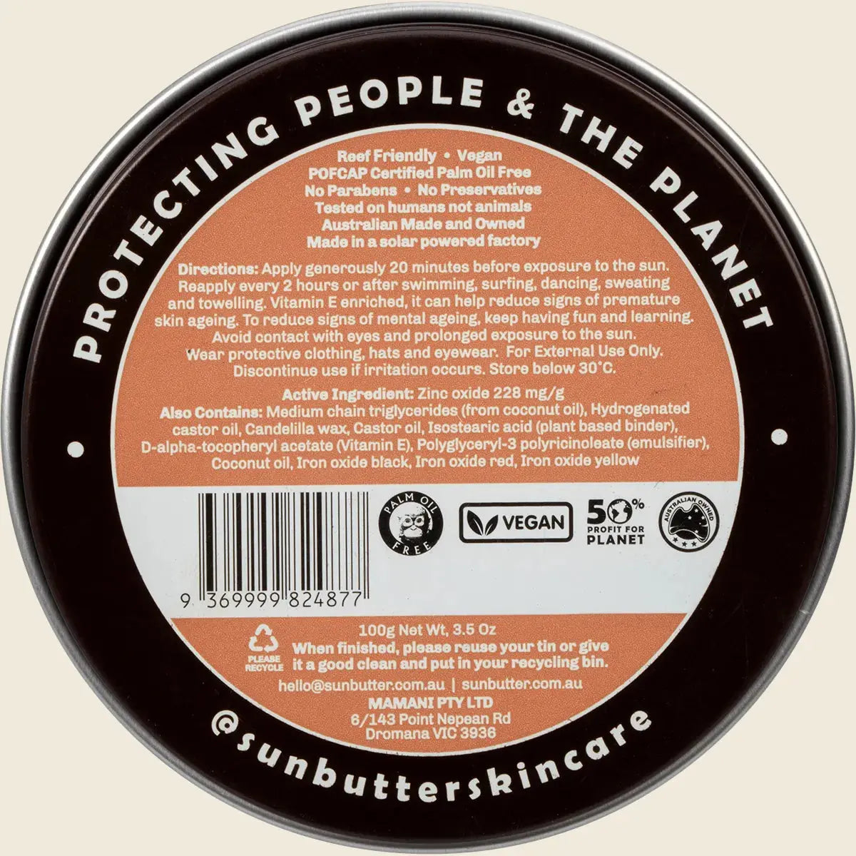 SunButter Tinted SPF50 Reef Safe Face Sunscreen 100g SunButter