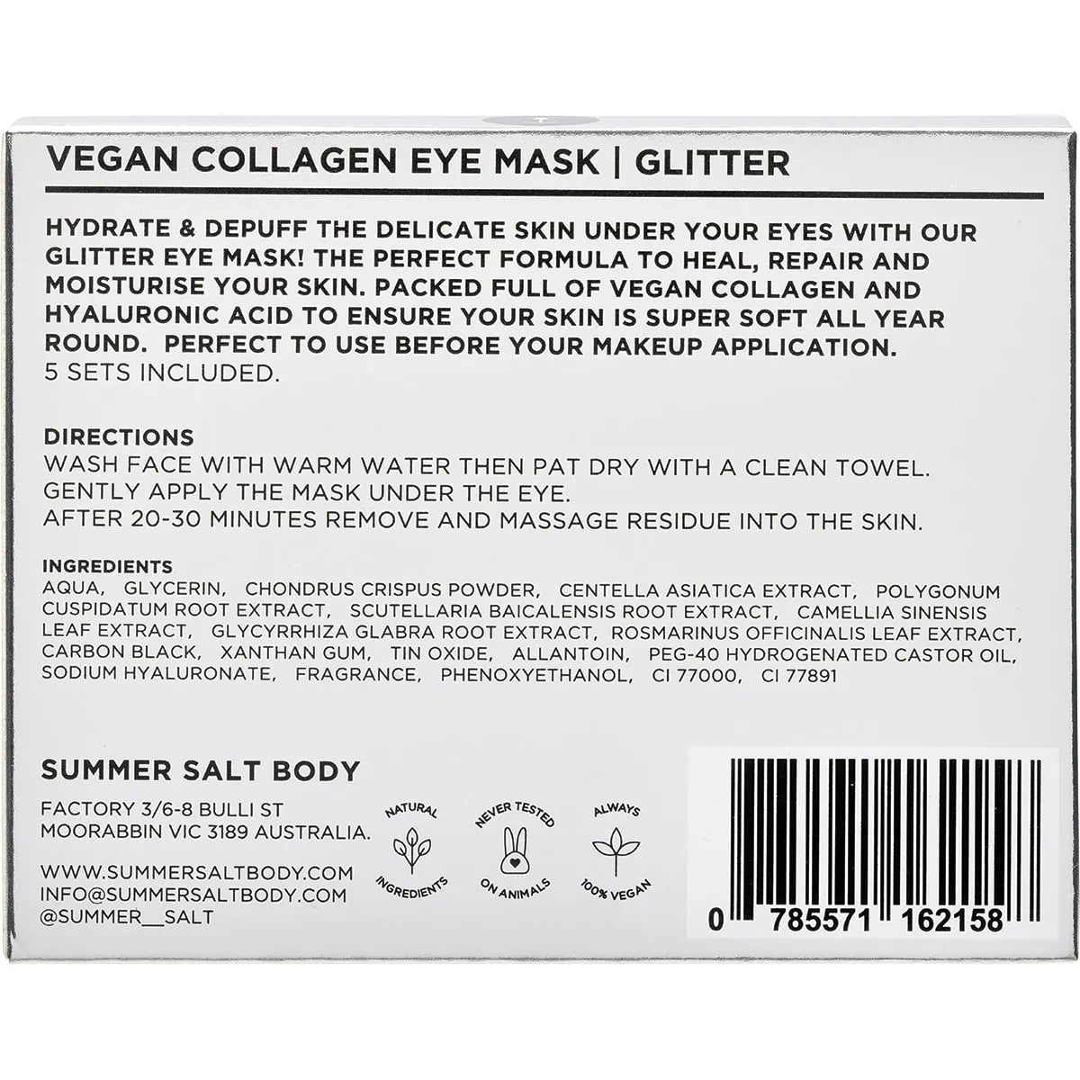 Summer Salt Vegan Collagen Eye Mask Glitter