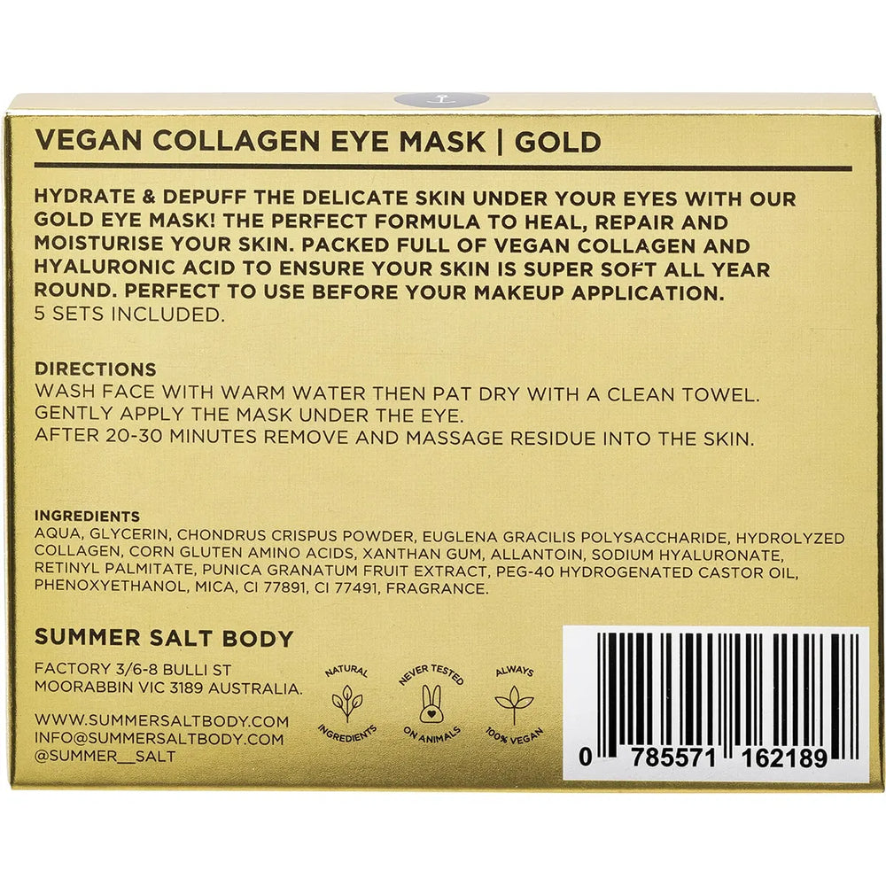 Summer Salt Body Vegan Collagen Eye Mask Gold