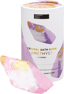 Summer Salt Body Crystal Bath Bomb Amethyst Lavender 110g — front pack image (UHP)