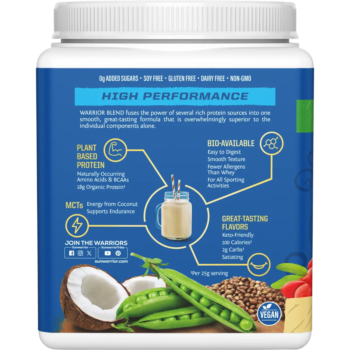 Sunwarrior Protein Powder Warrior Blend Vanilla — side pack image (UHP)