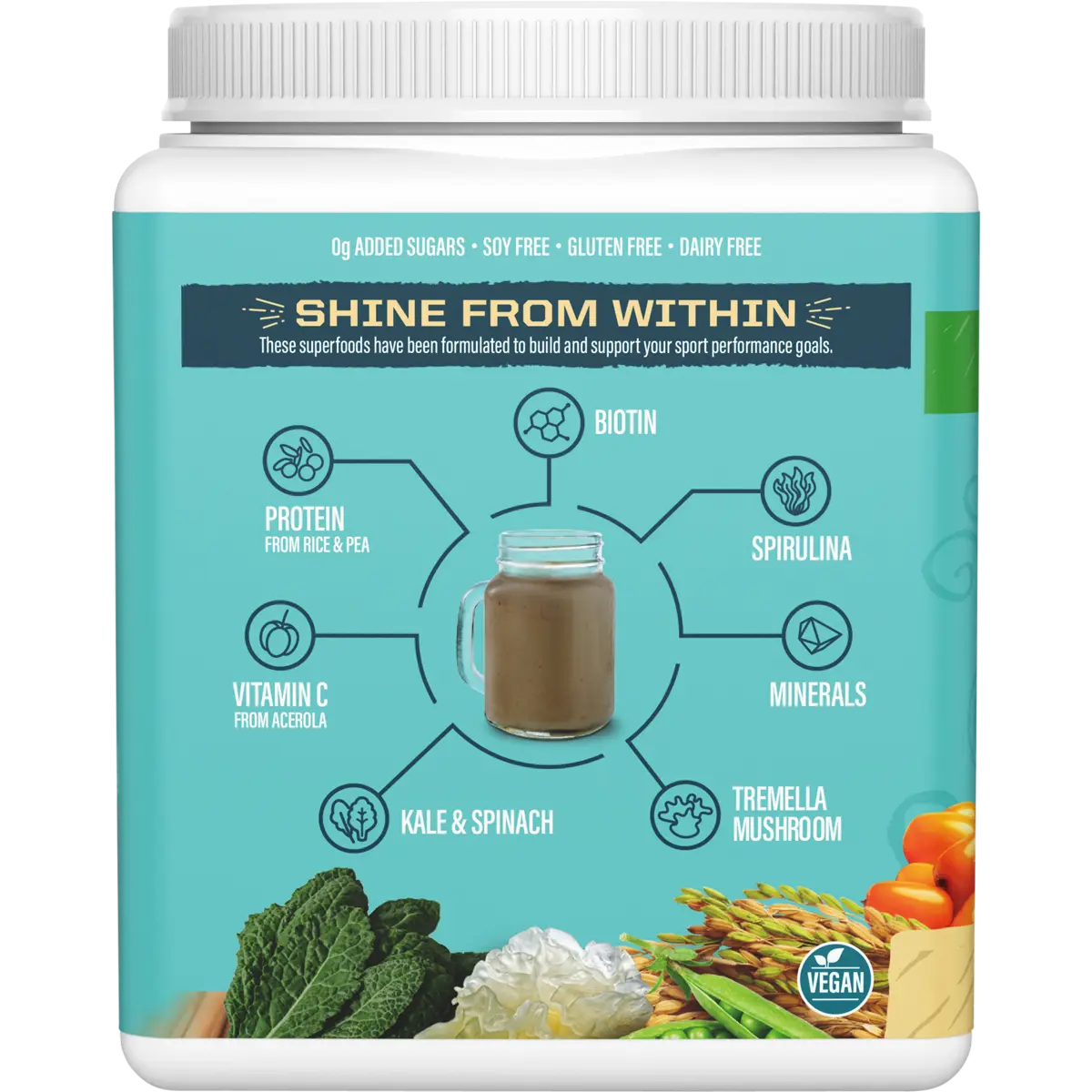 Sunwarrior Collagen Building Protein Peptides Tahitian Vanilla 500g — side pack image (UHP)