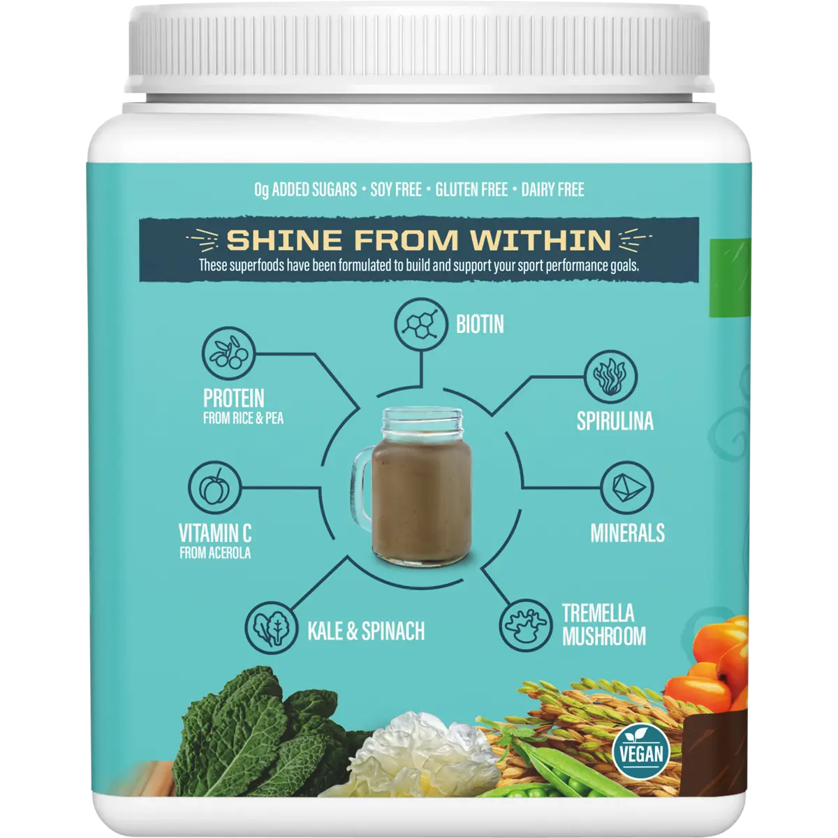 Sunwarrior Collagen Building Protein Peptides Chocolate Fudge 500g — side pack image (UHP)