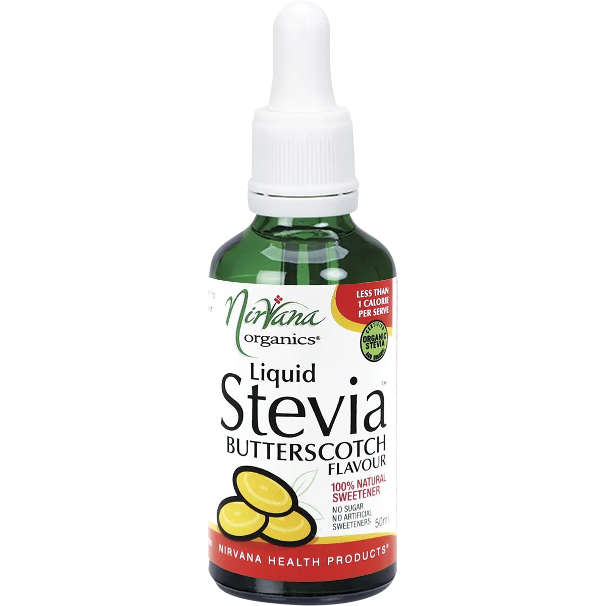 Nirvana Organics Liquid Stevia Butterscotch 50ml — front pack image (UHP)