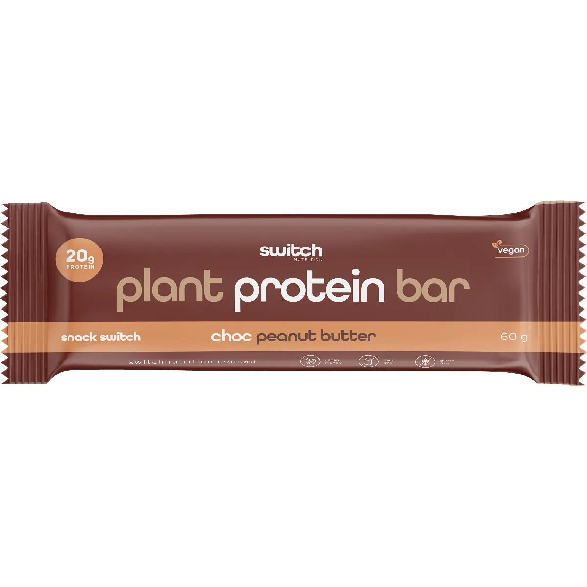 Switch Nutrition Protein Bar Plant Based Choc Peanut Butter 12 x 60g