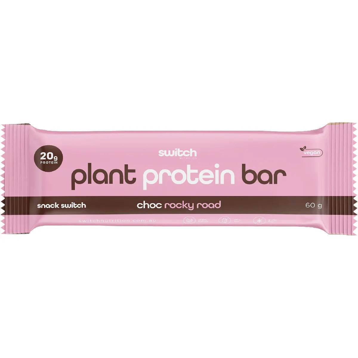 Switch Nutrition Protein Bar Plant Based Choc Rocky Road 12 x 60g