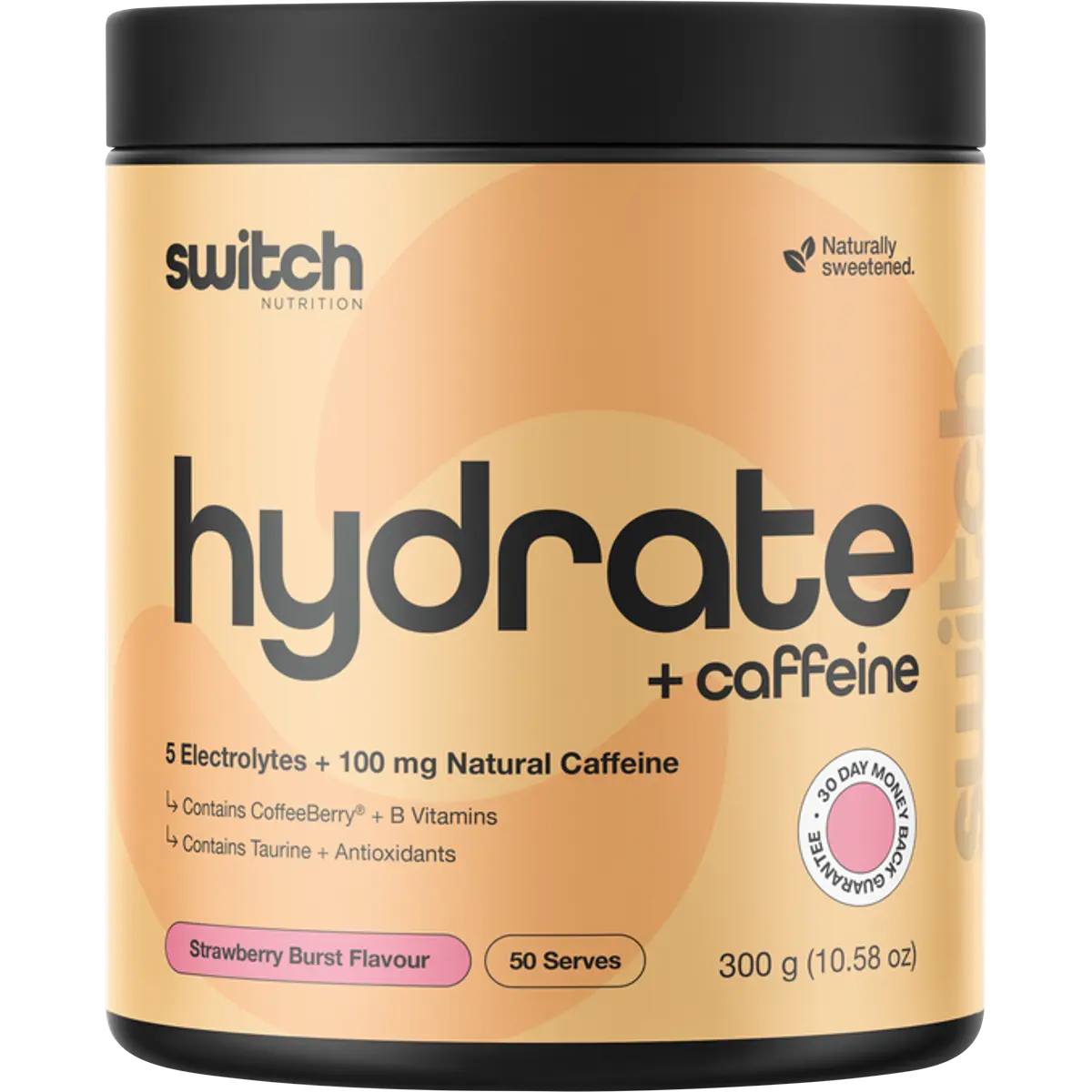 Switch Nutrition Hydrate + Caffeine Strawberry Burst — replacement front image (official Switch Nutrition)
