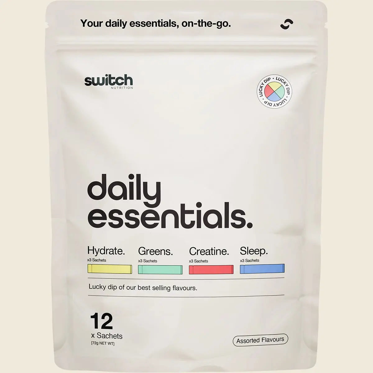 Switch Nutrition Daily Essentials Sachets 12pk front